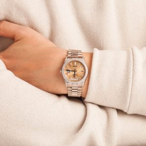 Clone Day Date Platin Arabic Dial Watch - Image 5